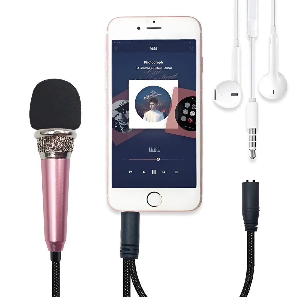 Blue T3 wired condenser microphone with a 3.5mm plug for mobile phone karaoke.