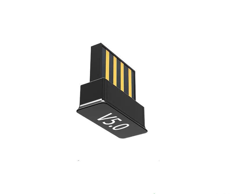 Mini black USB Bluetooth 5.0 audio transmitter adapter, 13mm x 14mm x 6mm, for Windows PC
