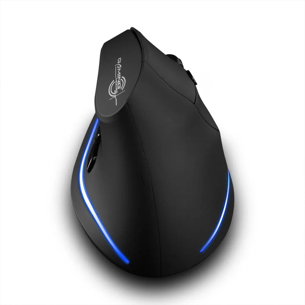 F35 wireless charging vertical gaming mouse in black with 6 buttons and USB receiver