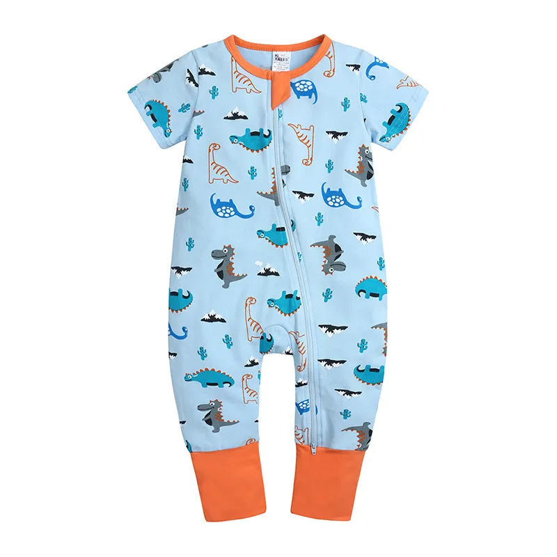 Blue cotton baby jumpsuit with zipper closure short sleeves size 66cm