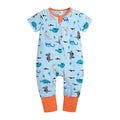 Blue cotton baby jumpsuit with zipper closure short sleeves size 66cm