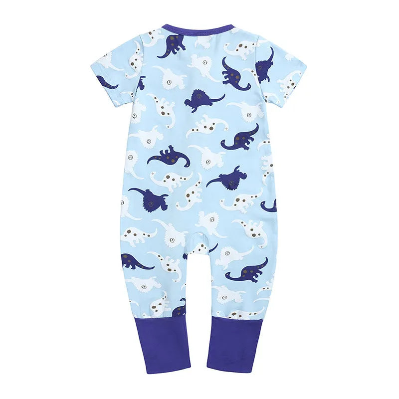 Blue cotton baby jumpsuit with zipper closure short sleeves size 66cm