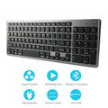 Grey ultra-thin aluminium Bluetooth keyboard for tablet and mobile phone.