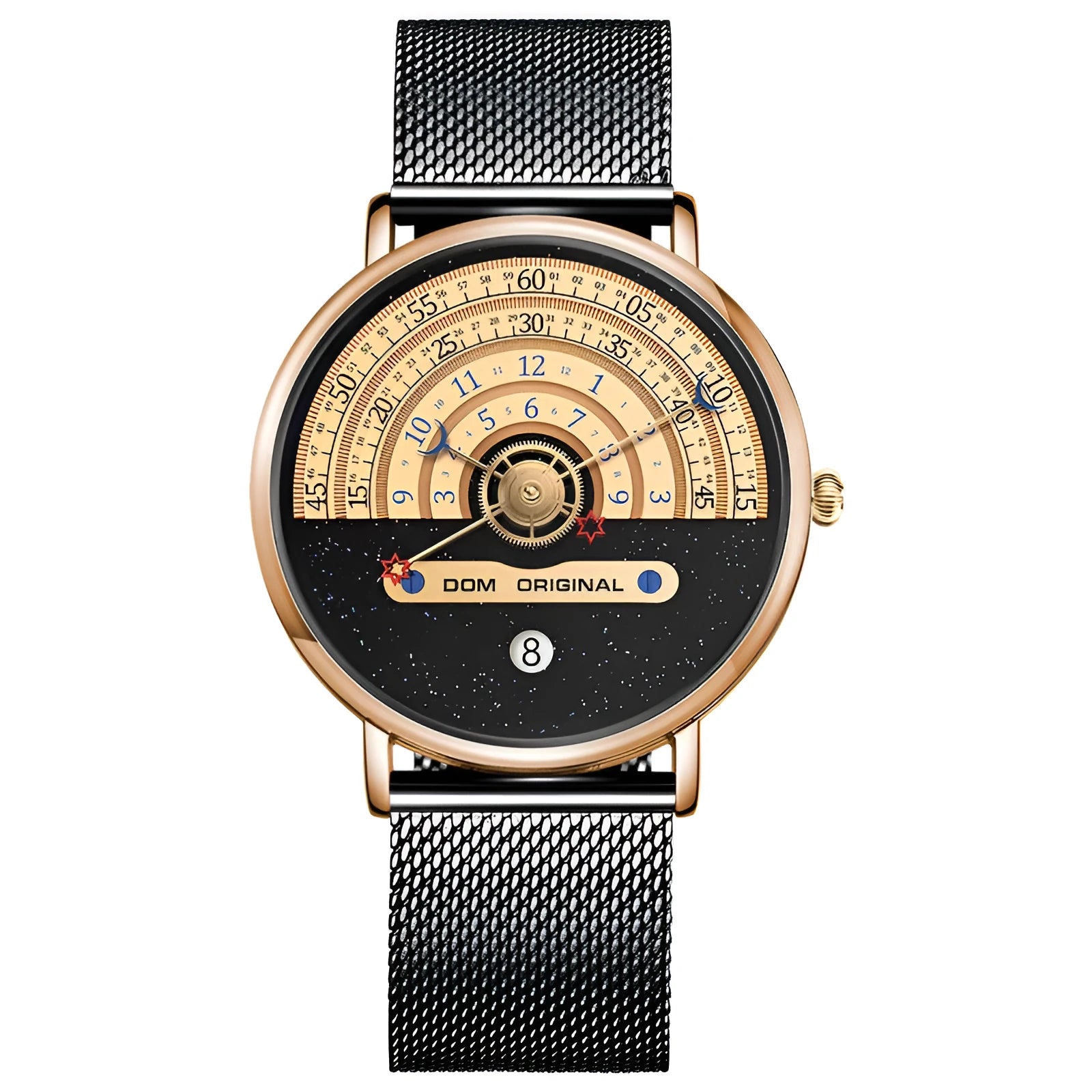 Gold or silver men's sports watch with 40mm dial, alloy case, and stainless steel or leather strap.
