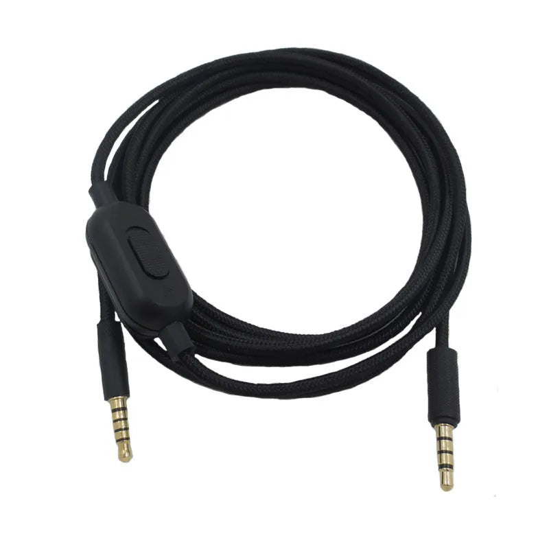 Black universal gaming headset audio cable with oxygen-free copper construction for digital products
