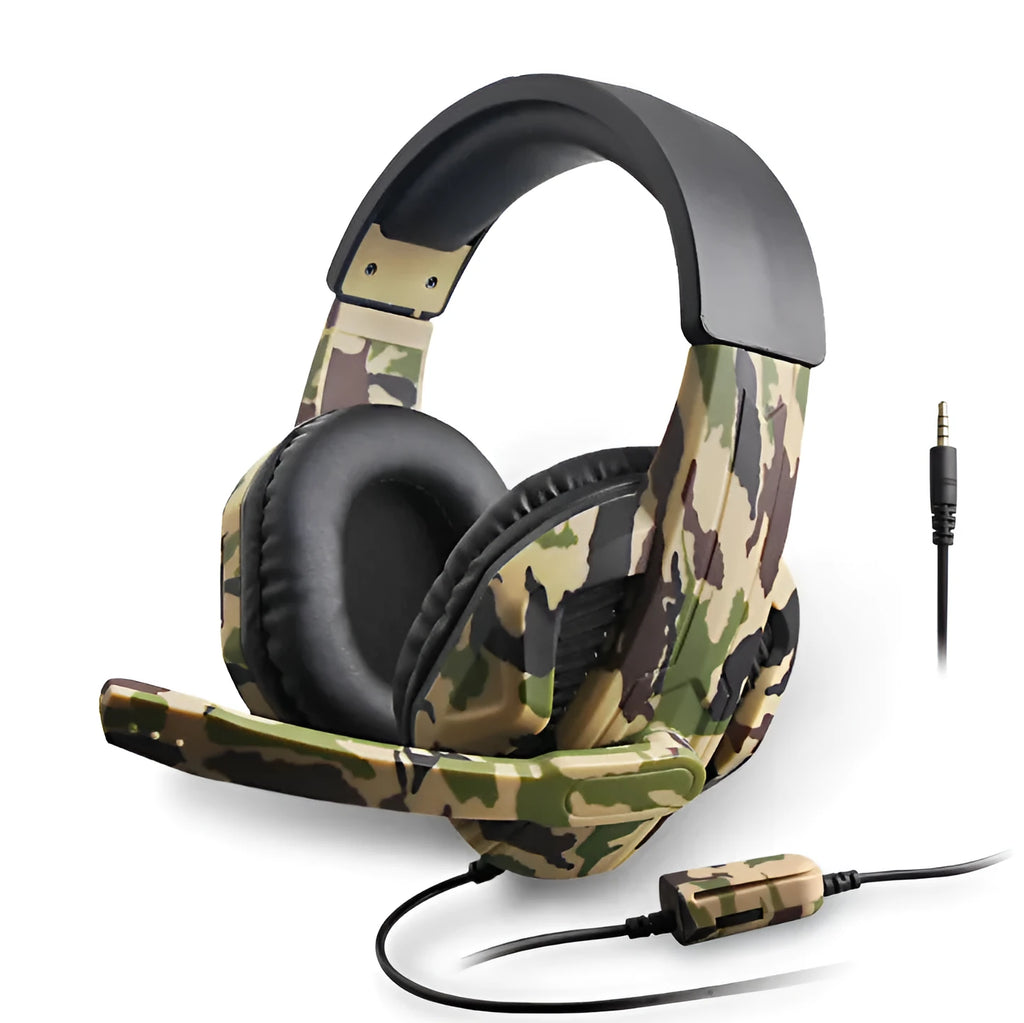 PS4 gaming headset with camouflage design and wired 3.5mm connection