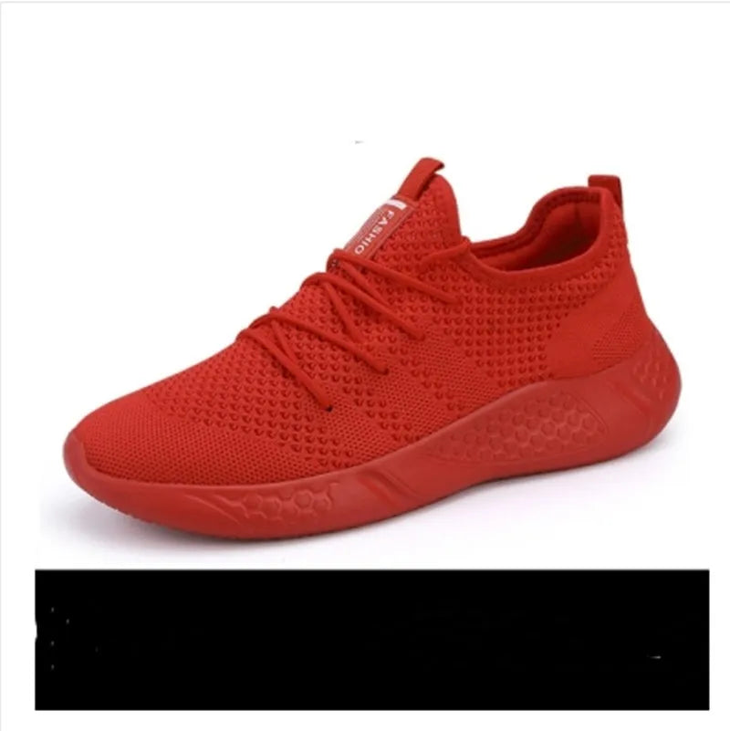 Men's black and white lace-up sneaker with mesh upper and round toe design