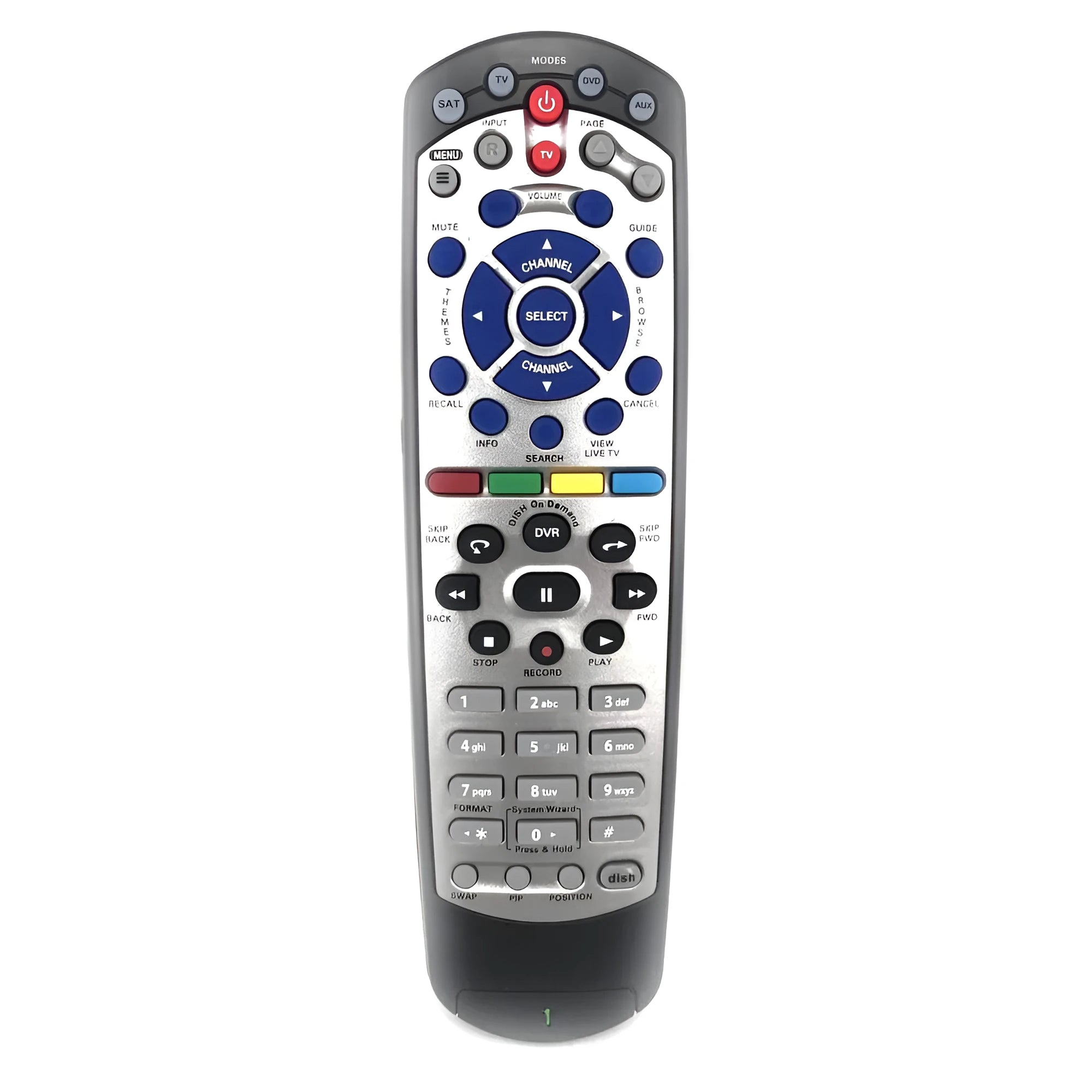 Black flat universal remote control for DISH Network TV BOX compatible with code 20.1.