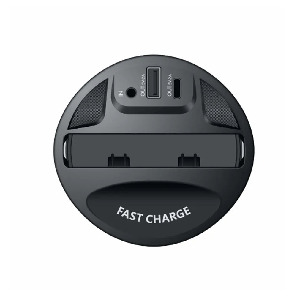 Car Multifunctional Two-In-One Wireless Charger X8 Black model with 12V input and 5V output