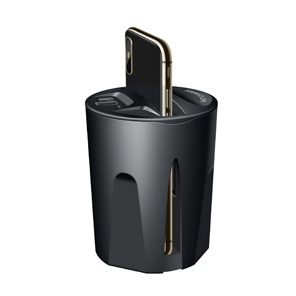 Car Multifunctional Two-In-One Wireless Charger X8 Black model with 12V input and 5V output