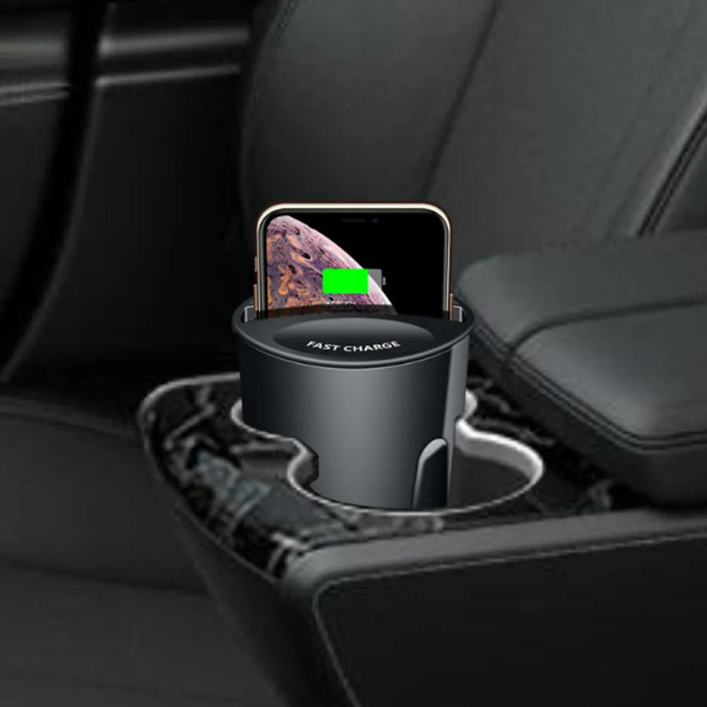 Car Multifunctional Two-In-One Wireless Charger X8 Black model with 12V input and 5V output