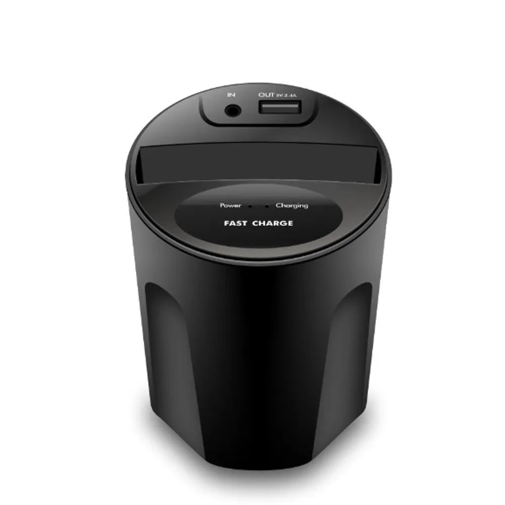 Car Multifunctional Two-In-One Wireless Charger X8 Black model with 12V input and 5V output