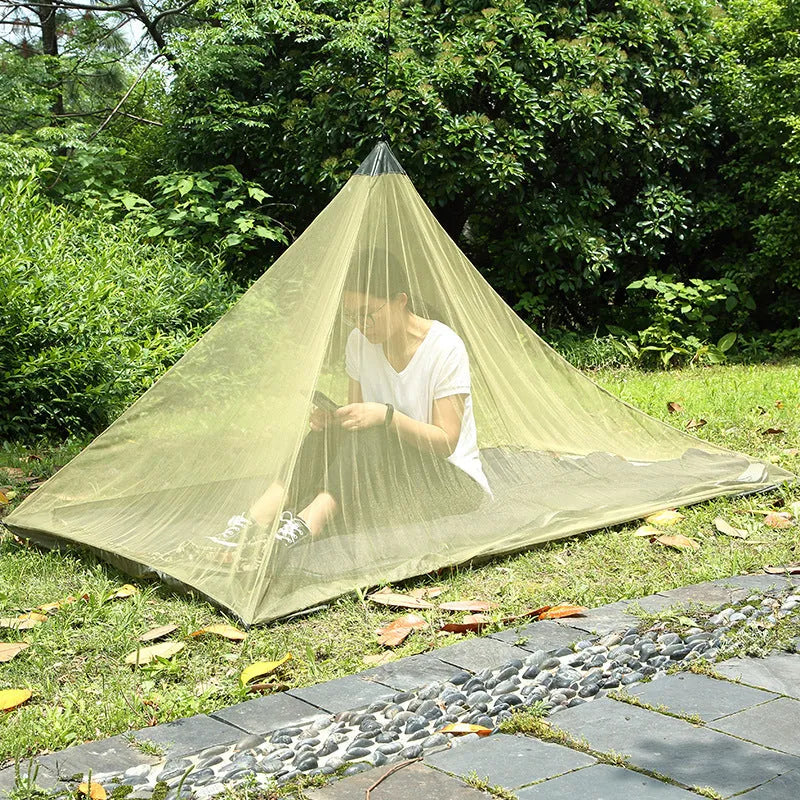 Portable foldable mosquito net tent in green, 50D breathable mesh, 220x120x100cm for camping