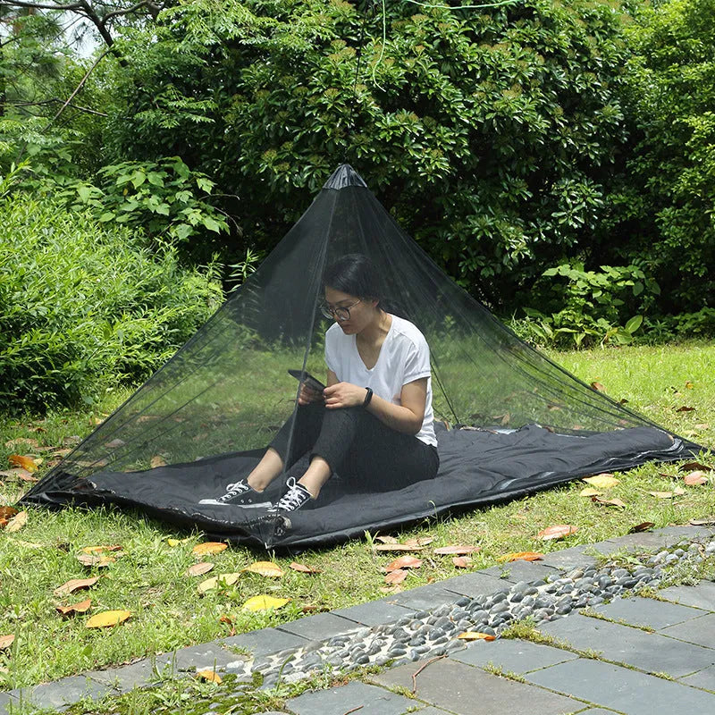 Portable foldable mosquito net tent in green, 50D breathable mesh, 220x120x100cm for camping