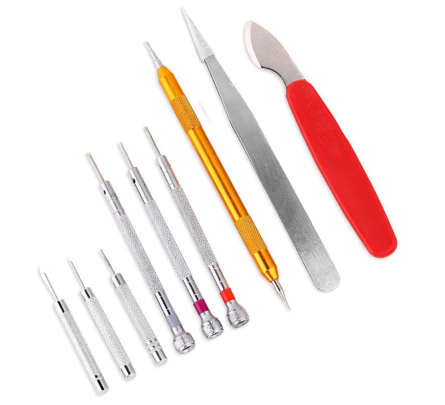 Andu 147-piece watch repair kit in black canvas case with chrome vanadium steel tools and strap remover