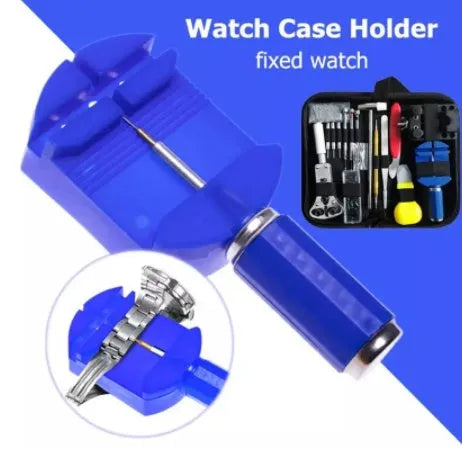 Andu 147-piece watch repair kit in black canvas case with chrome vanadium steel tools and strap remover