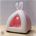 Grey cloth cat house villa bed for indoor cats and small dogs with integrated cushion