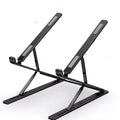 Double-layer aluminium alloy foldable laptop stand in silver, height adjustable from 25 to 310 mm