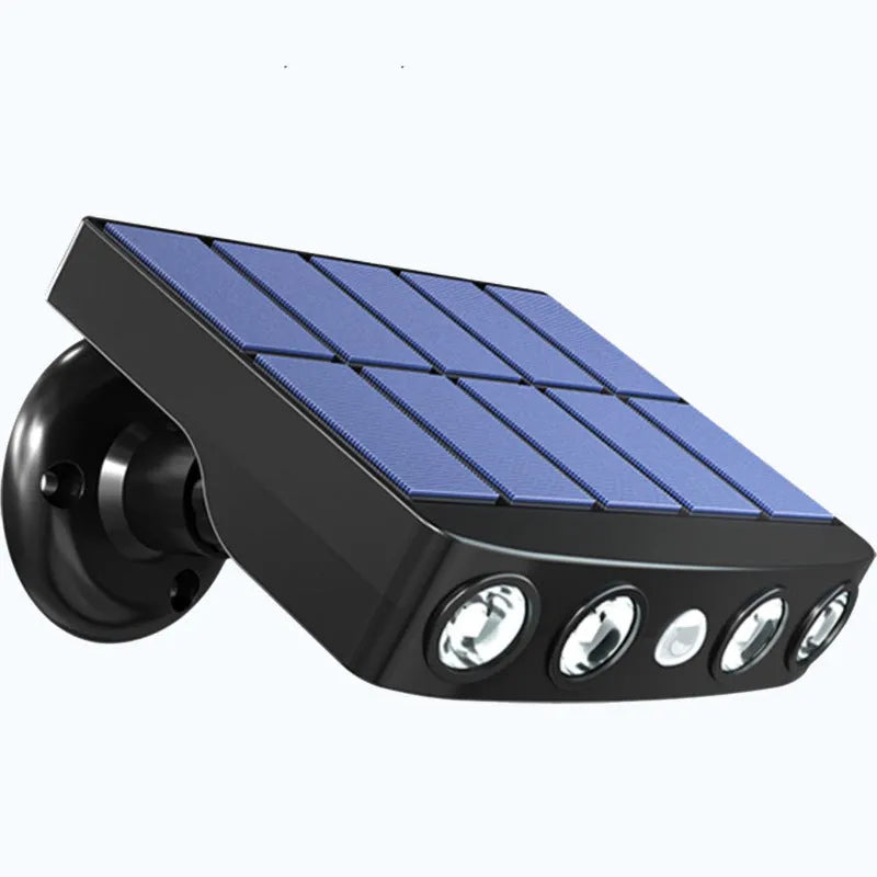 Solar-powered security wall lamp with motion sensor in black or white finish
