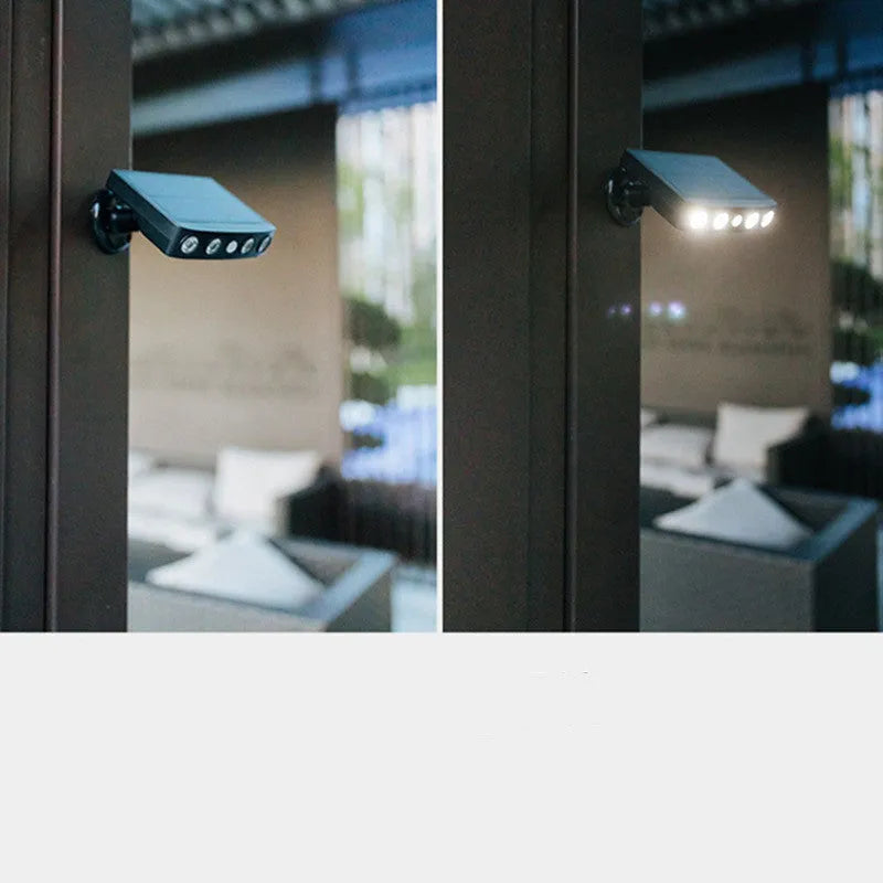 Solar-powered security wall lamp with motion sensor in black or white finish