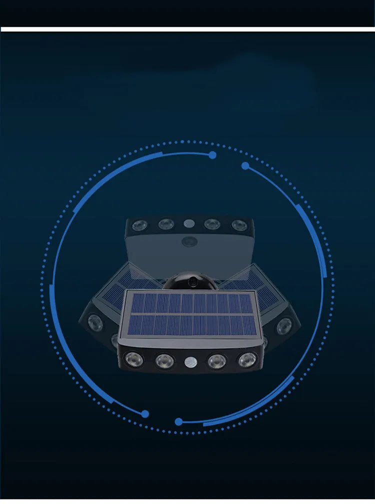 Solar-powered security wall lamp with motion sensor in black or white finish