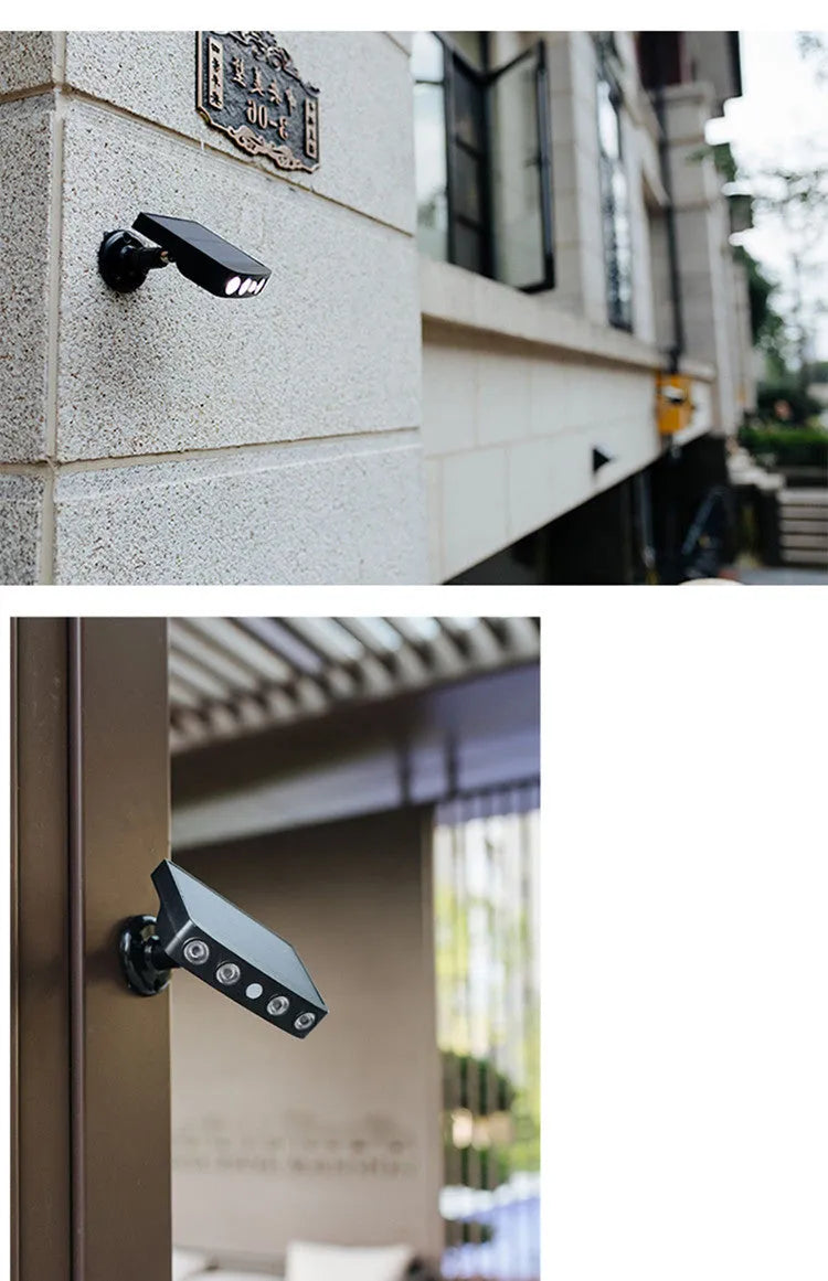 Solar-powered security wall lamp with motion sensor in black or white finish