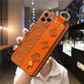 Leather willow floral handmade back cover for Apple iPhone in black