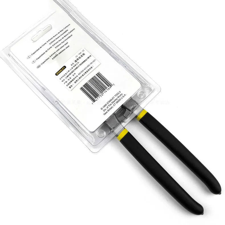 Yellow high carbon steel tin snips shears 200mm long for cutting barbed wire and metal plate.
