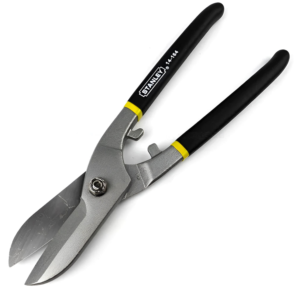 Yellow high carbon steel tin snips shears 200mm long for cutting barbed wire and metal plate.