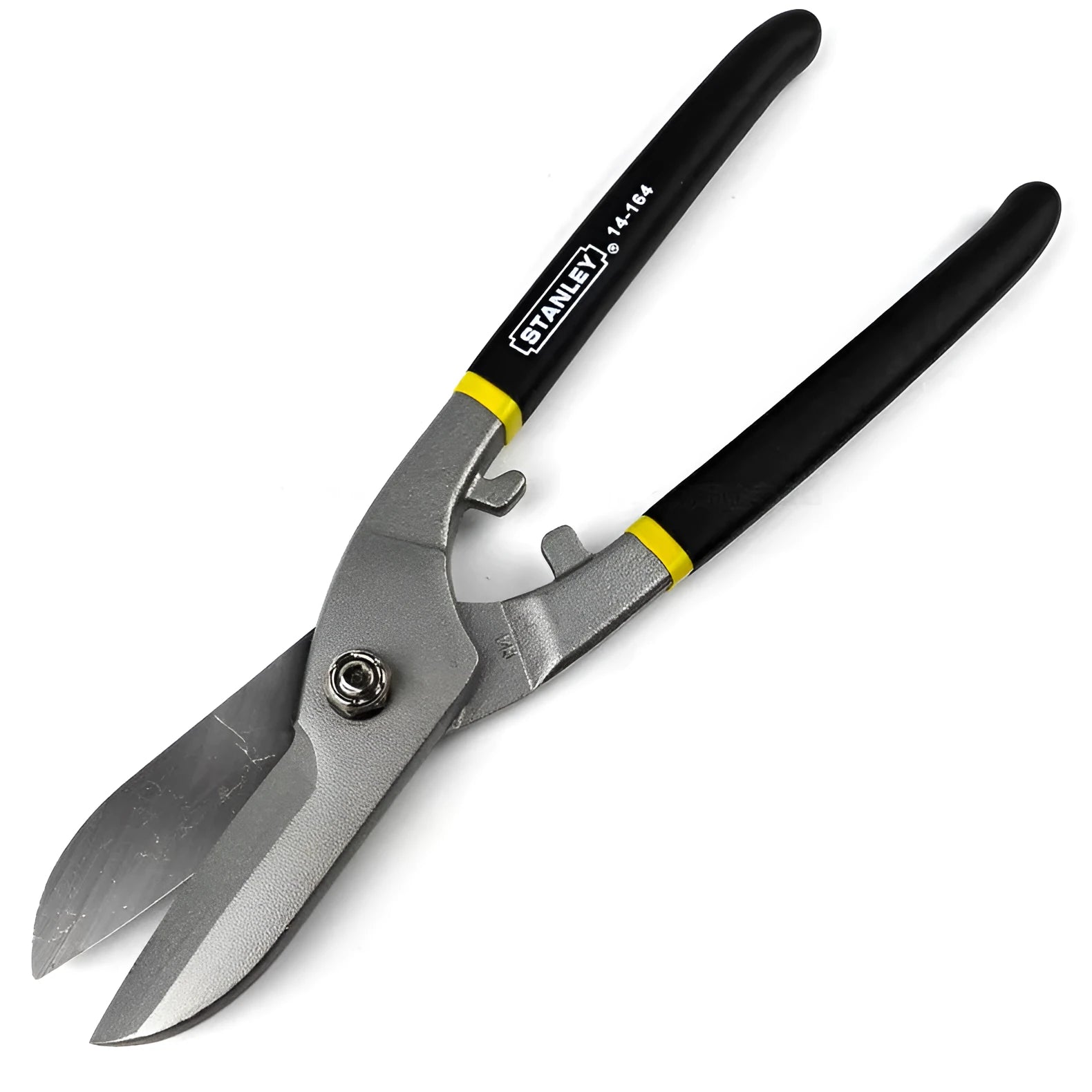 Yellow high carbon steel tin snips shears 200mm long for cutting barbed wire and metal plate.