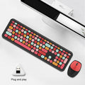 Wireless silent keyboard and mouse set in black with round ABS keycaps and USB receiver