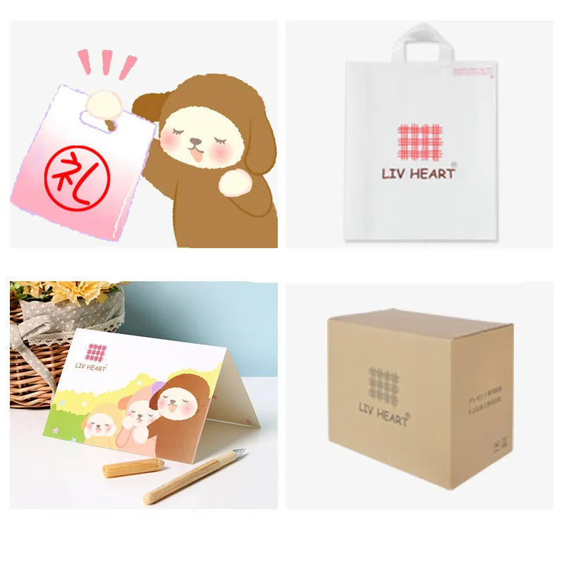 LIVHEART sheep plush doll pillow with bown cotton filling, available in Pink, Suit, and White, sizes L and M.