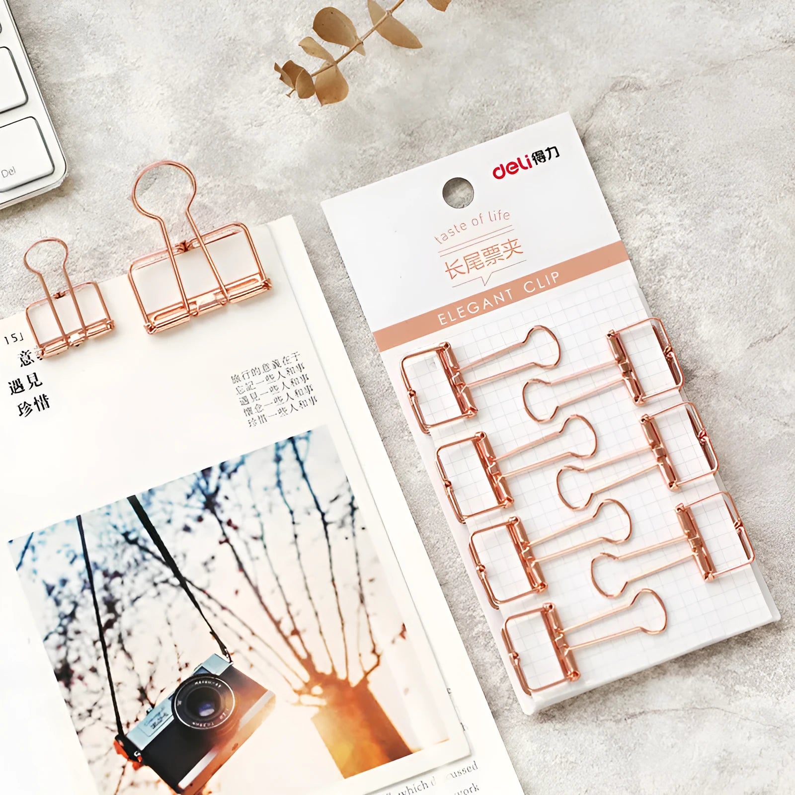 Rose gold metal binder set with book holder for ticket and test paper organisation