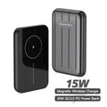 Blue magnetic wireless charging power bank for iPhone 12 with 5000mAh capacity.