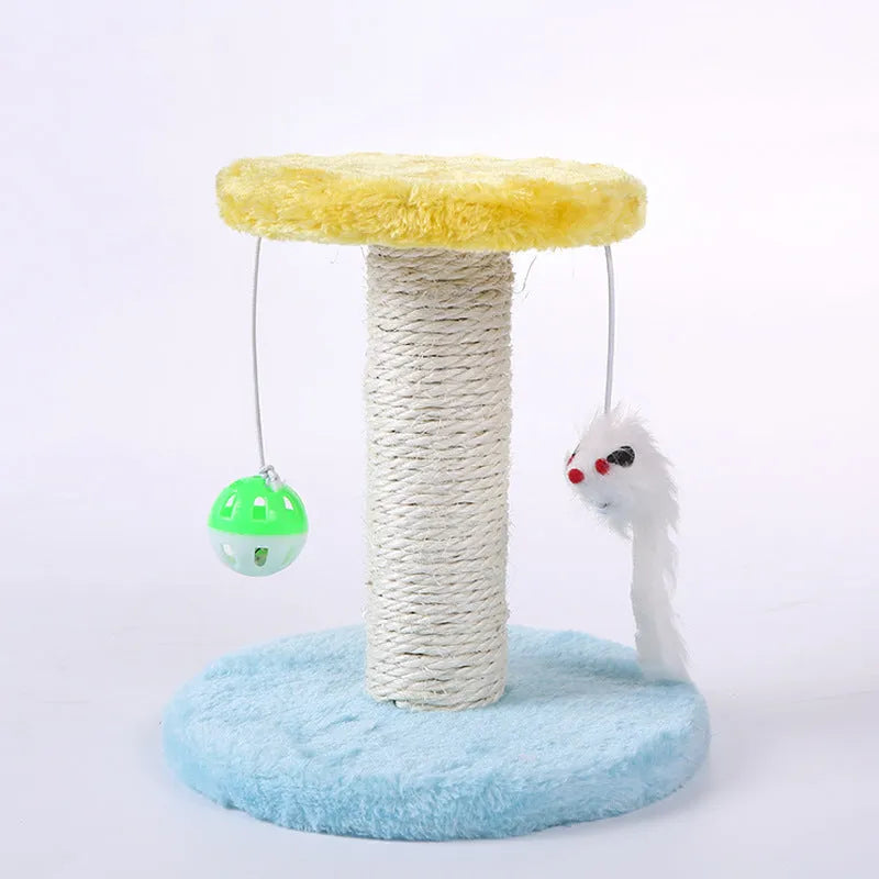 Cat climbing frame kitten table 20cm x 20cm x 22cm in flannel and sisal, available in blue, pink, or yellow