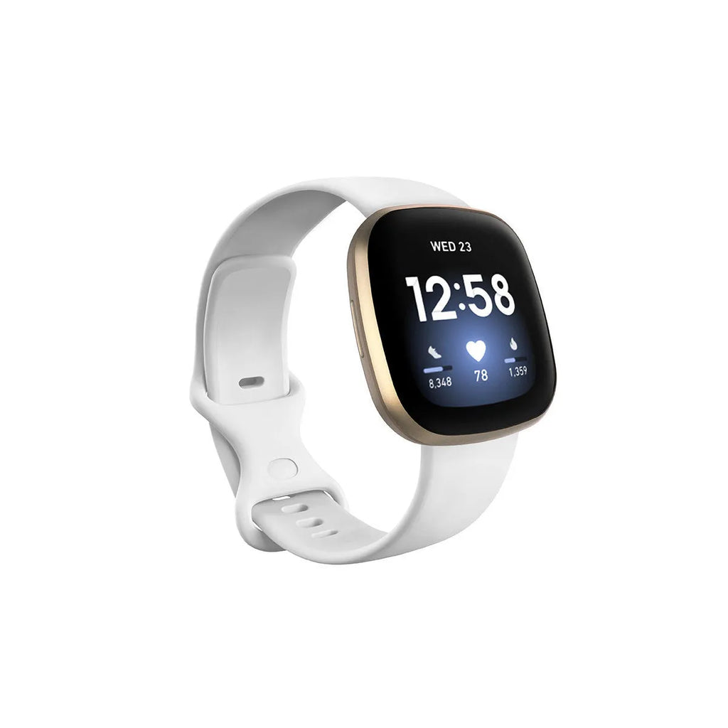 Fitbit Versa3 smartwatch with a TPU silicone replacement strap in one of six available colours