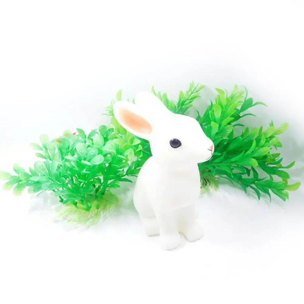 White vinyl PVC plastic rabbit LED night light measuring 73x98x154mm