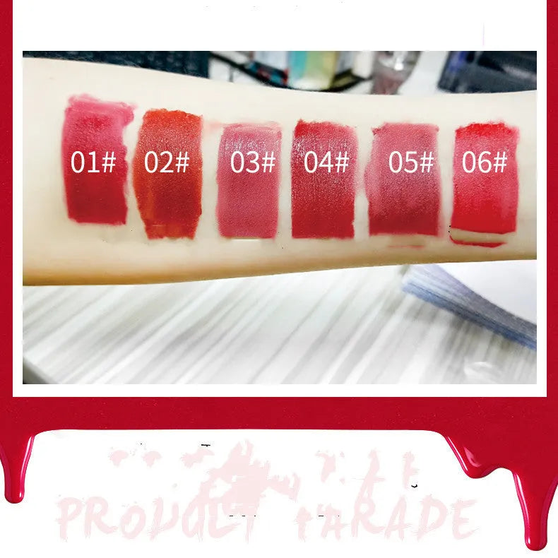 Matte velvet lip gloss tube in 8g packaging with six colour set options