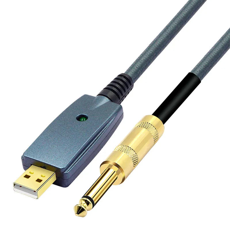 Blue USB male to 6.35mm male audio recording cable 3 metres oxygen-free copper