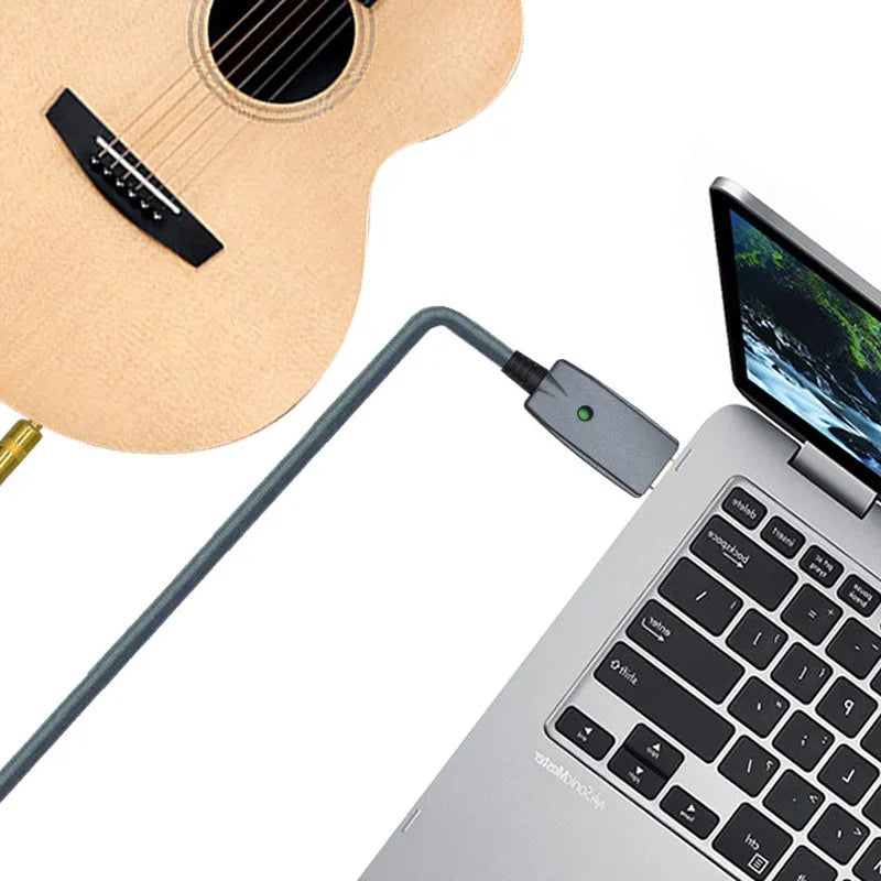 Blue USB male to 6.35mm male audio recording cable 3 metres oxygen-free copper