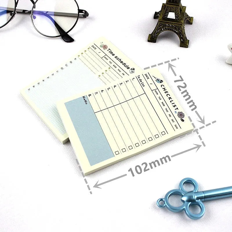 Compact work plan diary notebook showing four different design style options for weekly and monthly planning