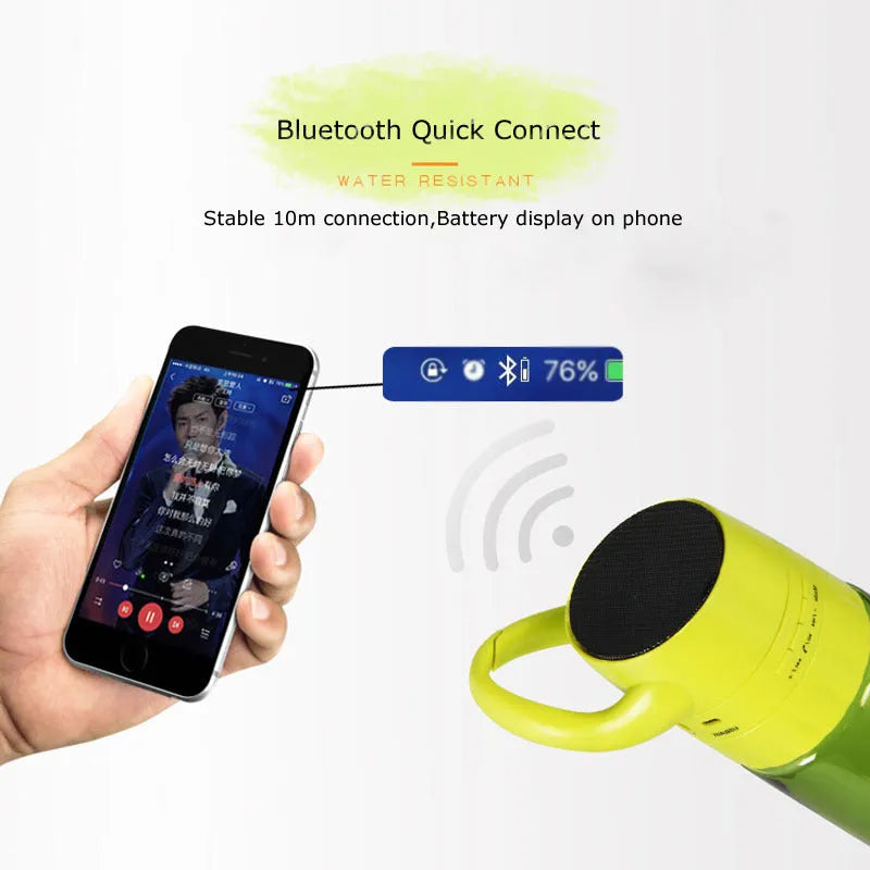Grey 750ml cycling sports water bottle with integrated Bluetooth audio speaker