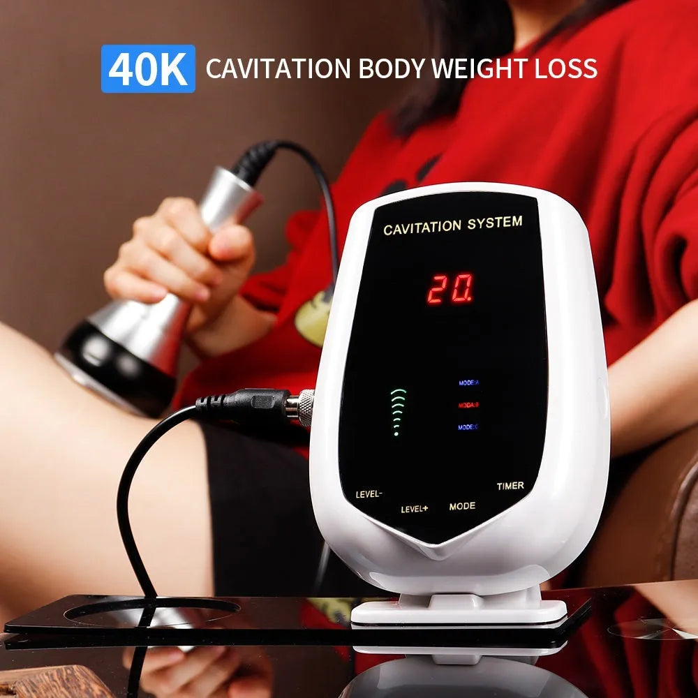 Ultrasonic fat rejection body sculpting apparatus in black and white ABS with 40KHz head and power cord