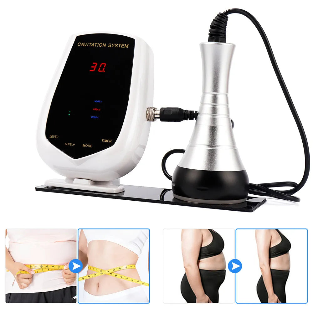 Ultrasonic fat rejection body sculpting apparatus in black and white ABS with 40KHz head and power cord