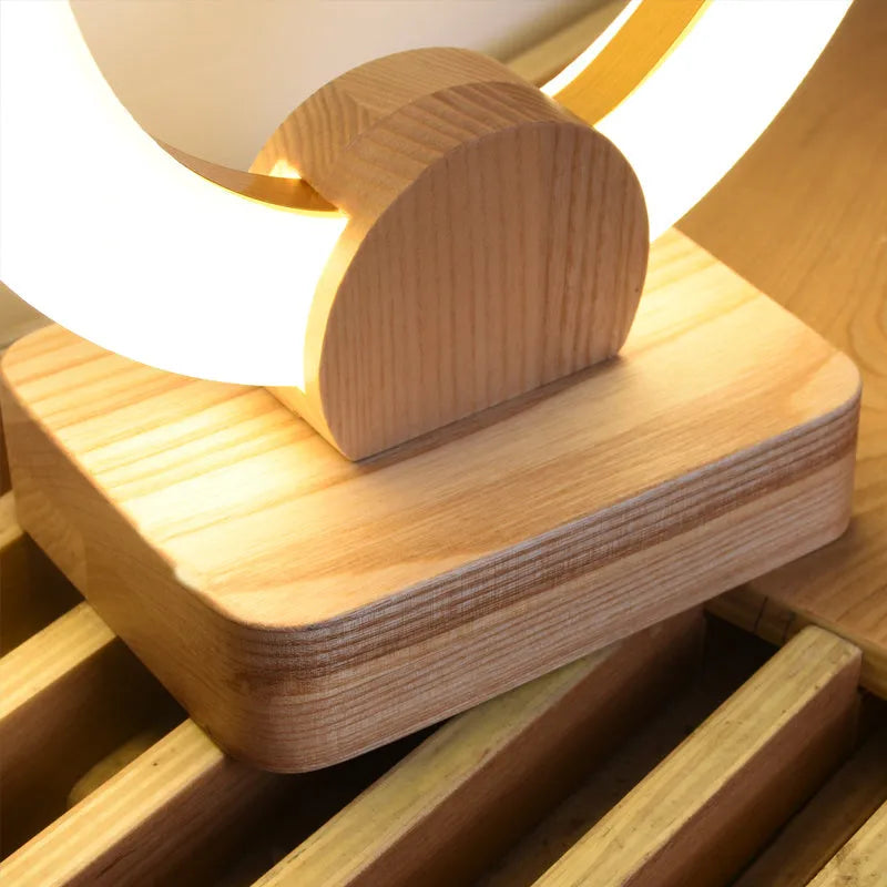 Nordic style wooden art circular chandelier with acrylic shade in modern simple design