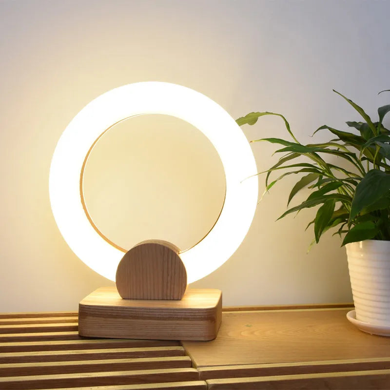 Nordic style wooden art circular chandelier with acrylic shade in modern simple design