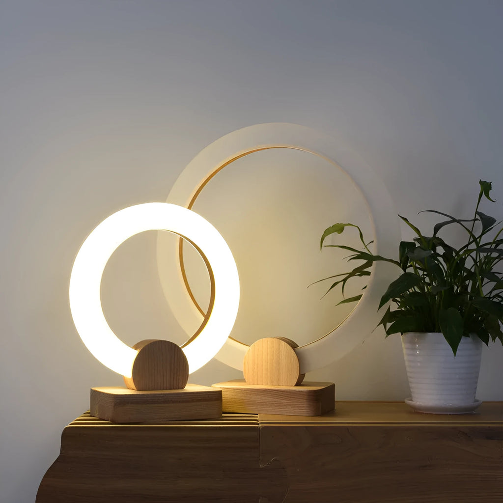 Nordic style wooden art circular chandelier with acrylic shade in modern simple design