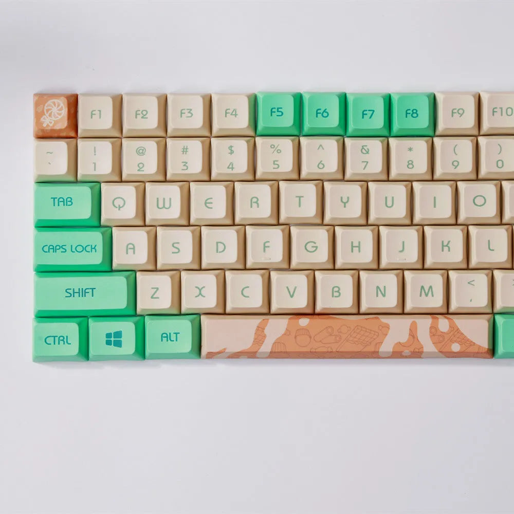 Mint toffee coloured XDA profile PBT keycap set for mechanical keyboards with DSA ball cap design