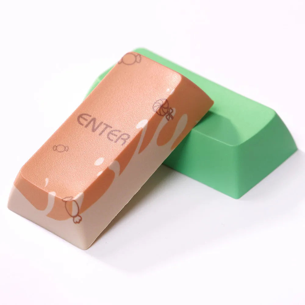 Mint toffee coloured XDA profile PBT keycap set for mechanical keyboards with DSA ball cap design