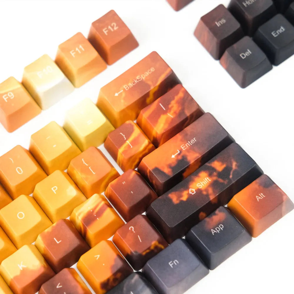 Saturn planet engraved mechanical keyboard replacement keycaps set with multimedia function keys